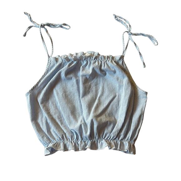 Brandy Melville Carly Striped Cropped Tank Top Size O/S Coastal Nautical Beach - Picture 1 of 8